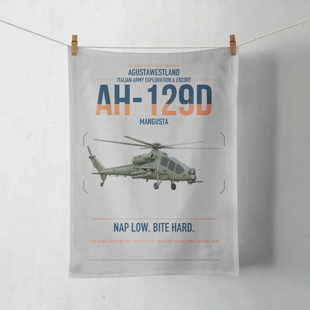 AgustaWestland AH-129D Mangusta design on light gray towel