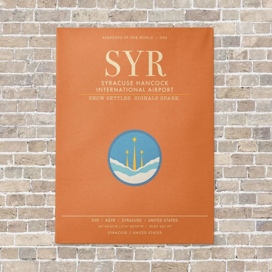 Syracuse Hancock International Airport SYR - Canvas Framed - Orange