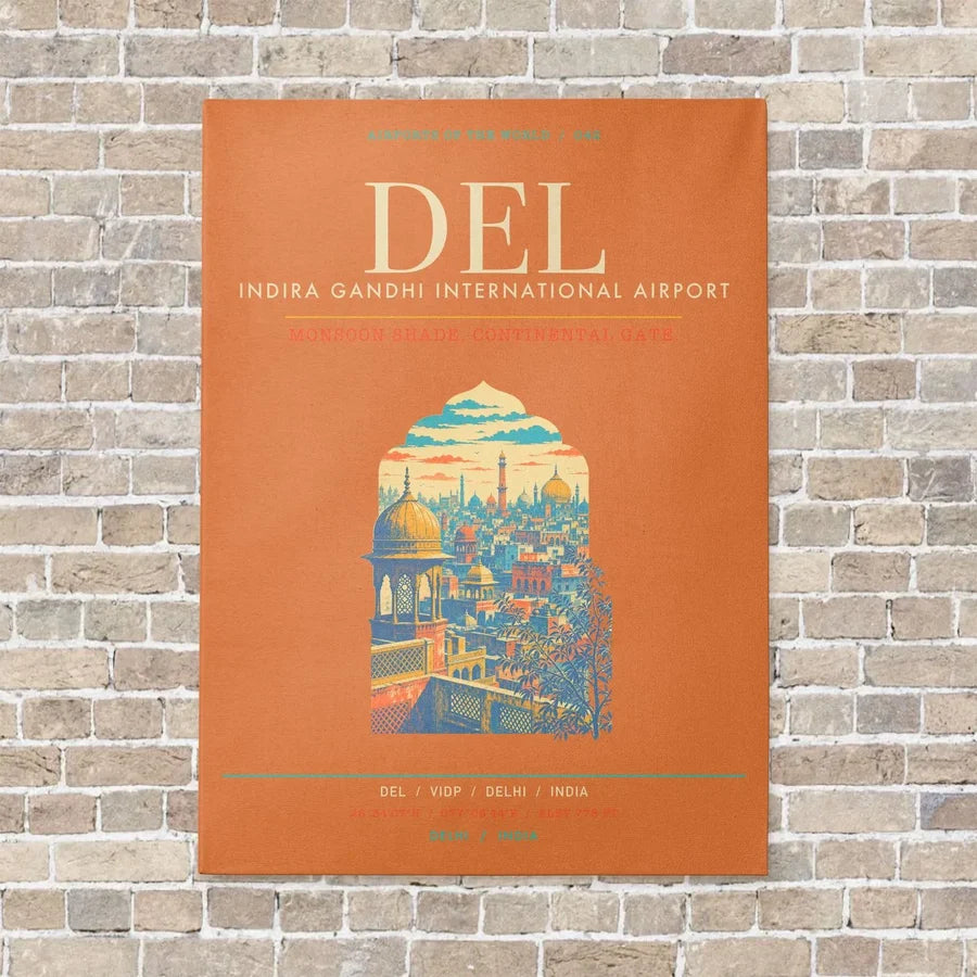Indira Gandhi International Airport Delhi DEL - Canvas Framed - Orange