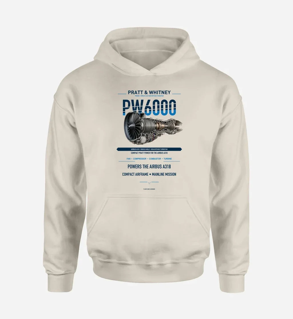 PW6000 design on khaki hoodie single side