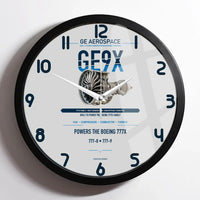 Thumbnail for GE9X design on light gray framed wall clock