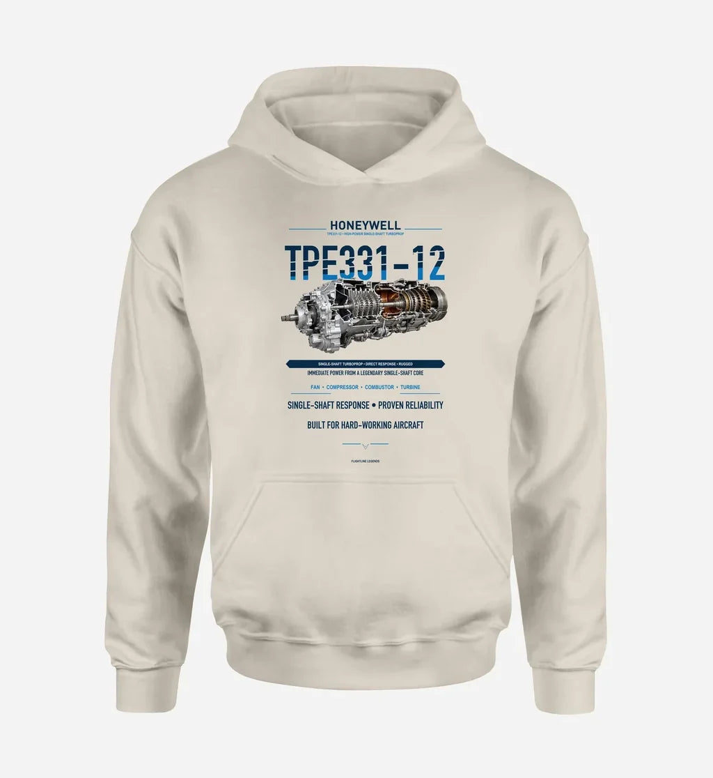 TPE331-12 design on khaki hoodie single side