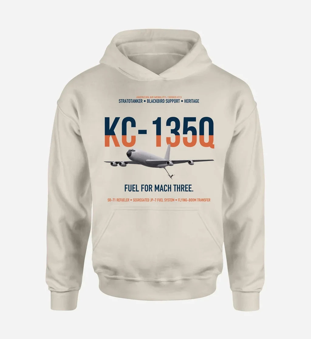 KC-135Q Blackbird Tanker design on khaki double-side hoodie, single-side print