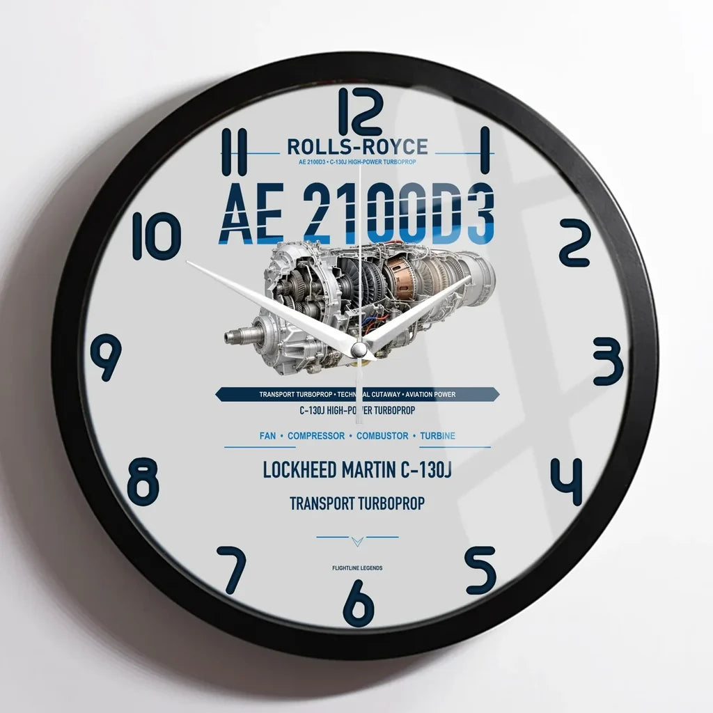 AE 2100D3 design on light gray framed wall clock