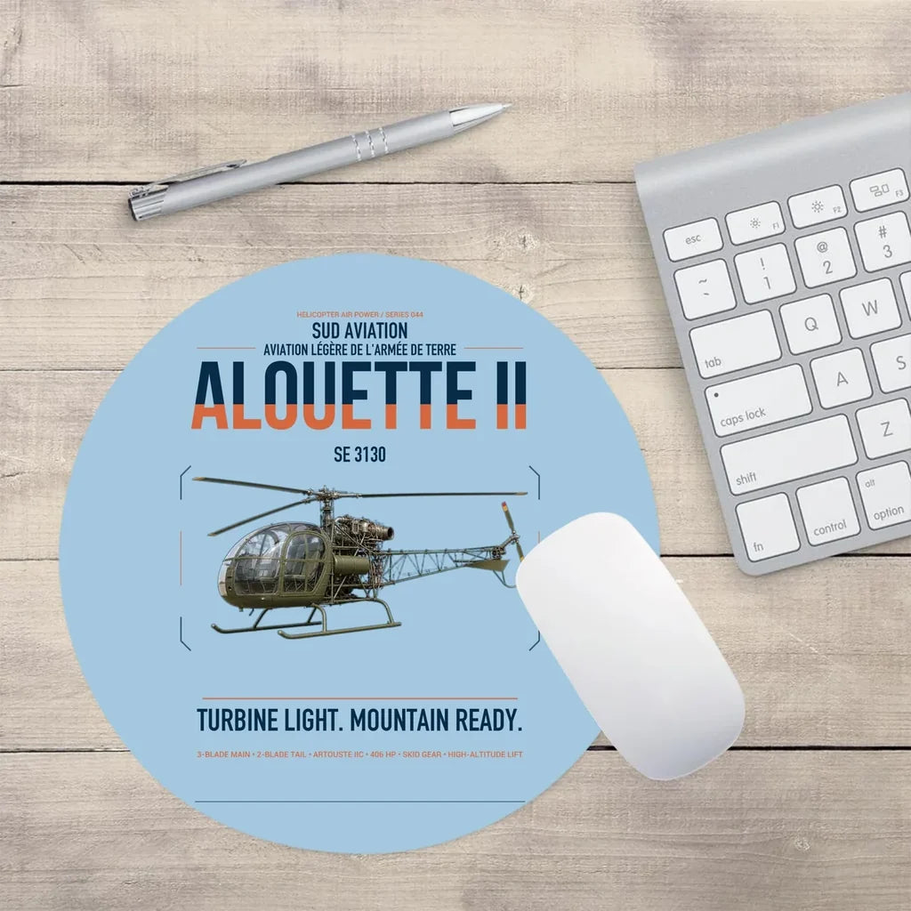 Sud Aviation SE 3130 Alouette II design on light blue round mouse pad
