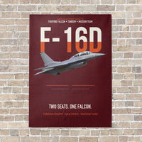 Thumbnail for F-16D Fighting Falcon Two Seats One Falcon vertical canvas print - no frame - dark red background