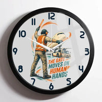 Thumbnail for The Gate Moves On Human Hands design on light gray framed wall clock