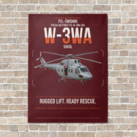 Thumbnail for PZL-Świdnik W-3WA Sokół vertical canvas print - no frame - dark red background