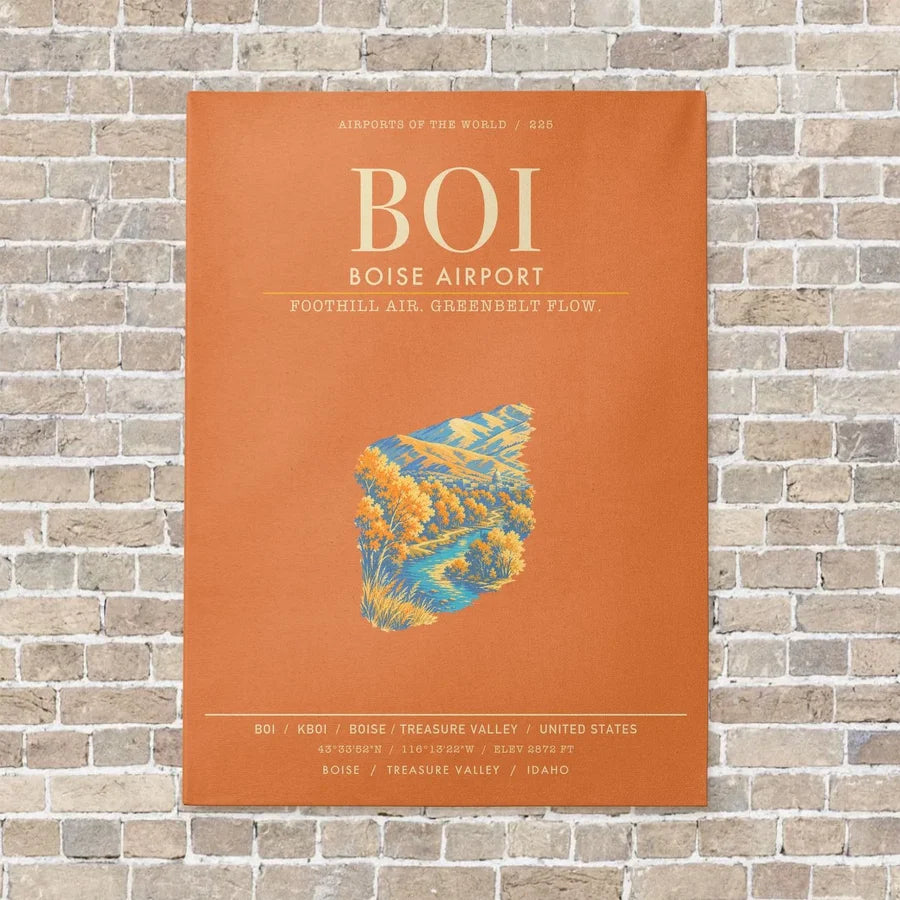 Boise Airport BOI - Canvas Framed - Orange