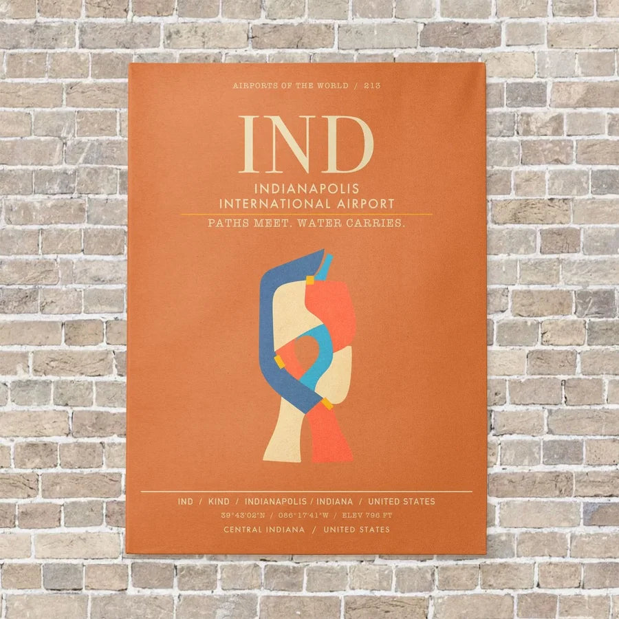 Indianapolis International Airport IND - Canvas Framed - Orange