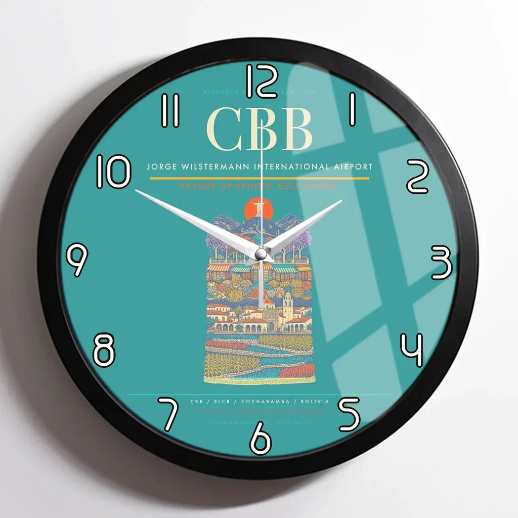 Jorge Wilstermann International Airport CBB Wall-Clock Framed - Turquoise