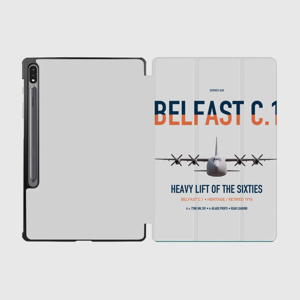 Short Belfast C.1 design on light gray samsung tablet tablet case