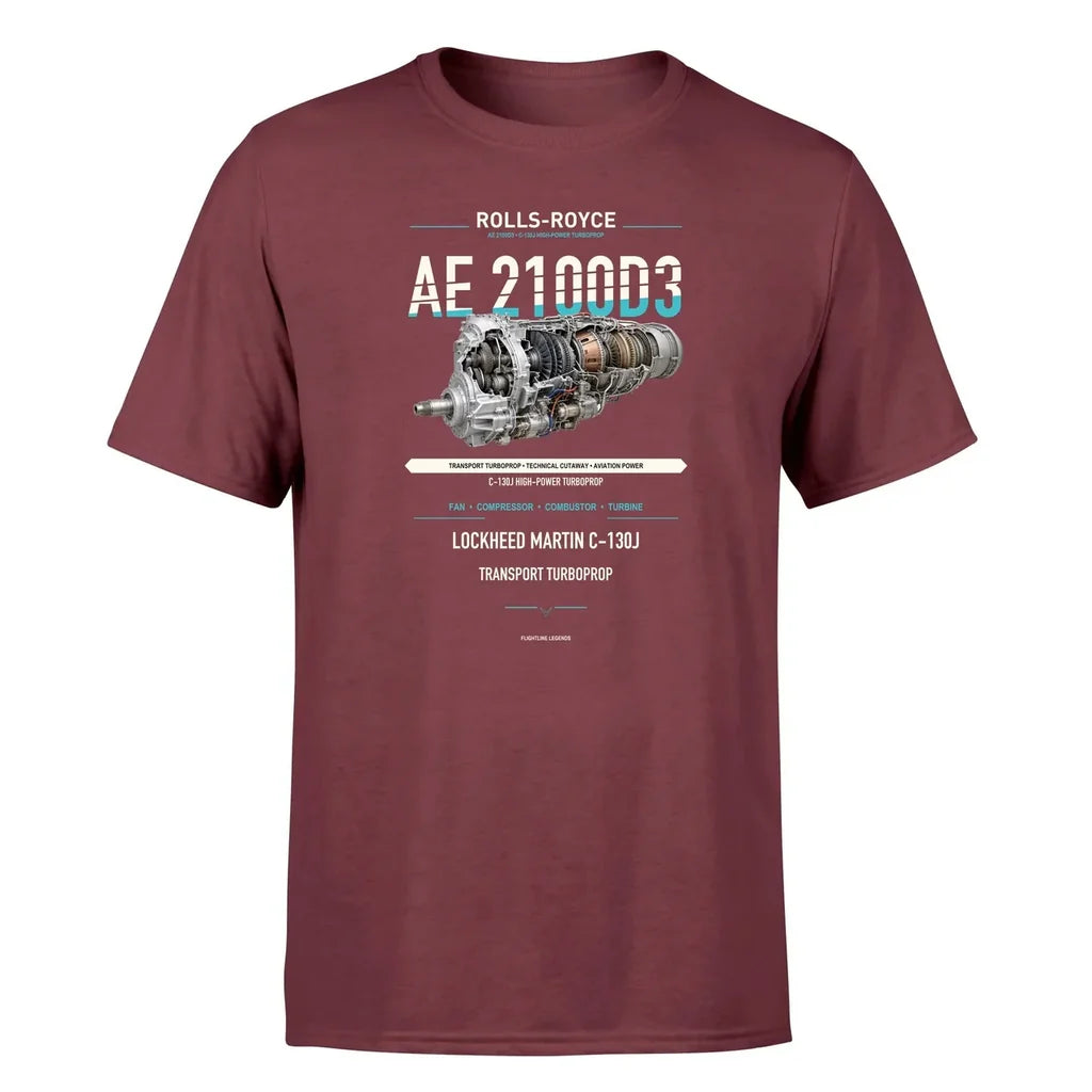 AE 2100D3 design on dark red single side