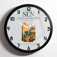 Thumbnail for London Southend Airport (SEN) design on light gray framed wall clock