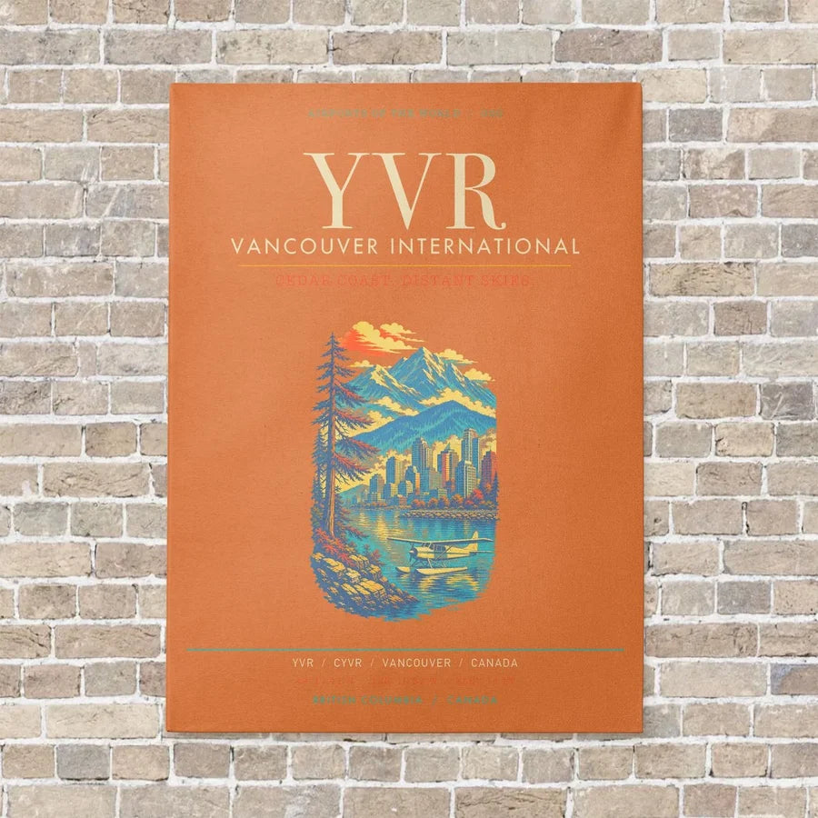 Vancouver International Airport YVR - Canvas Framed - Orange