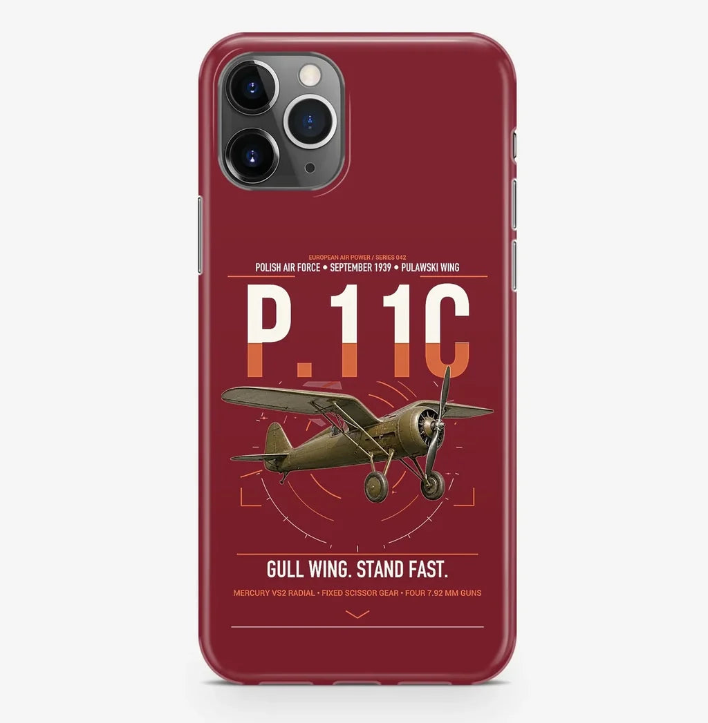 PZL P.11c design on dark red magsafe iphone case, for iPhone Pro Max