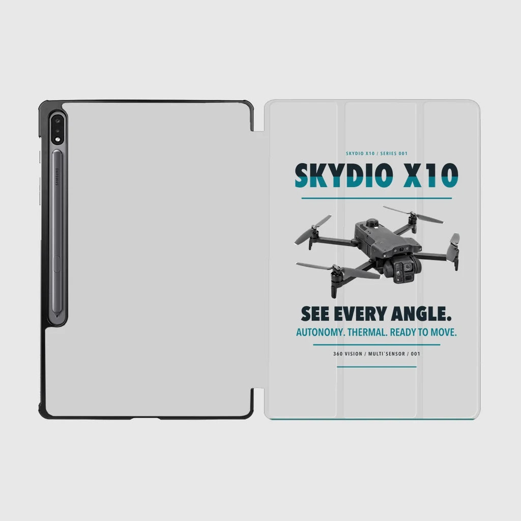 Skydio X10 design on light gray samsung tablet tablet case