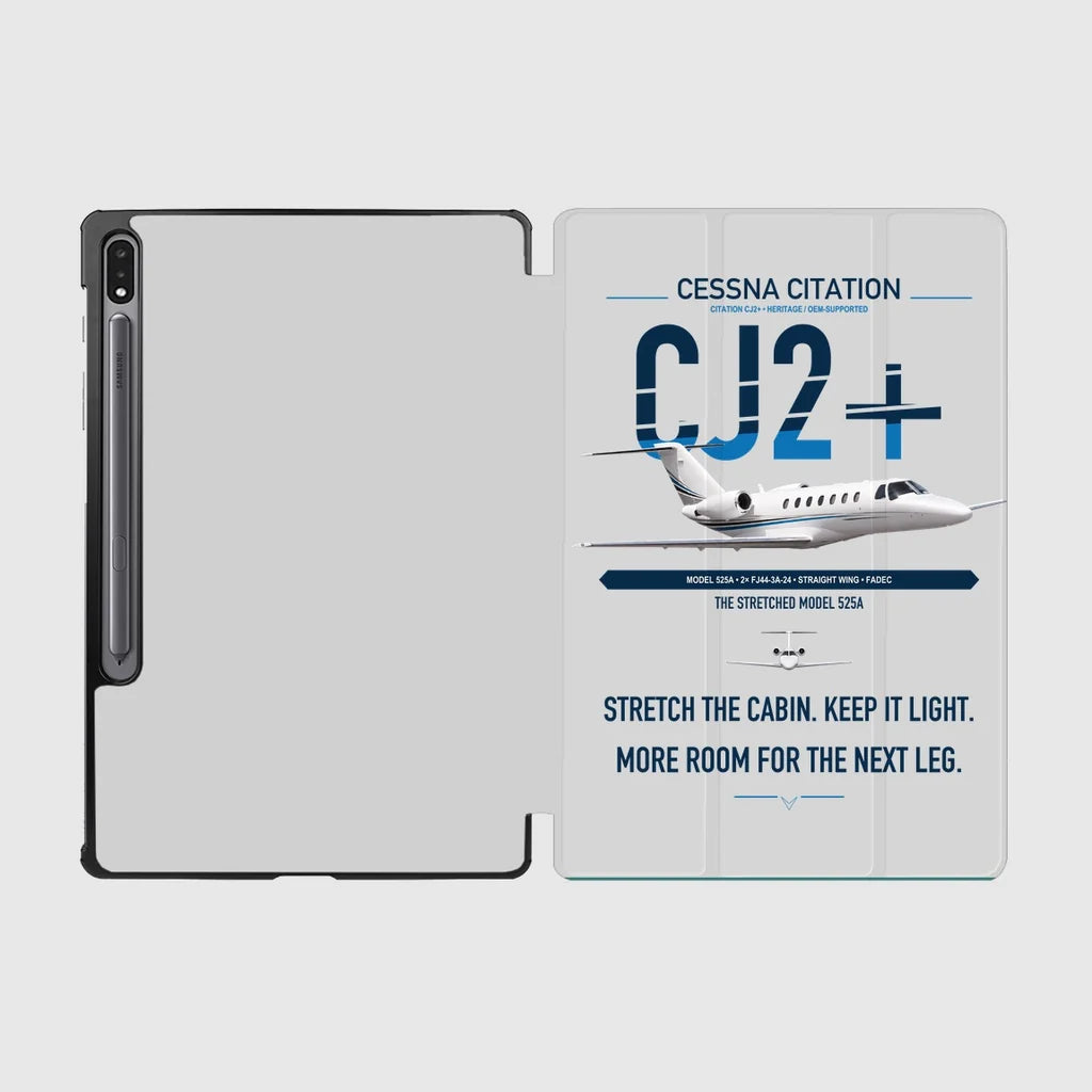 Cessna Citation CJ2+ design on light gray samsung tablet tablet case