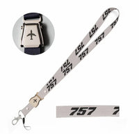 Thumbnail for Boeing 757 Flat Text seat belt lanyard - light gray