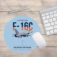 Thumbnail for F-16C Fighting Falcon One Airframe Every Mission design on light blue round mouse pad