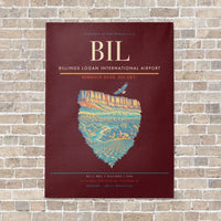 Thumbnail for Billings Logan International Airport BIL - Canvas No Frame - Dark Red
