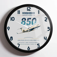 Thumbnail for Bombardier Challenger 850 design on light gray framed wall clock