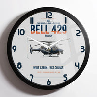 Thumbnail for Bell 429 design on light gray framed wall clock