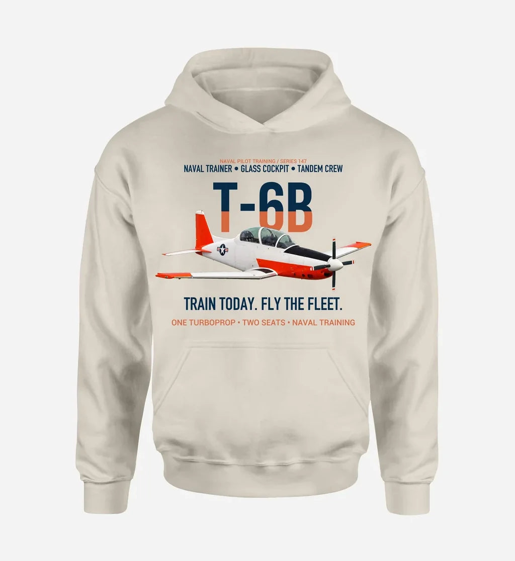 T-6B TEXAN II design on khaki hoodie single side
