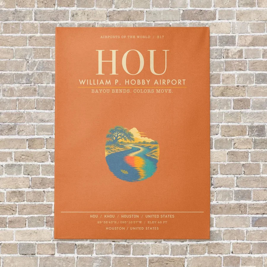 William P. Hobby Airport HOU - Canvas Framed - Orange