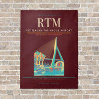 Thumbnail for Rotterdam The Hague Airport RTM vertical canvas print - no frame - dark red background