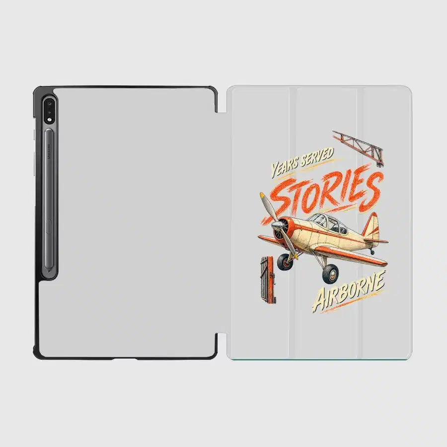 Years Served Stories Airborne design on light gray samsung tablet tablet case