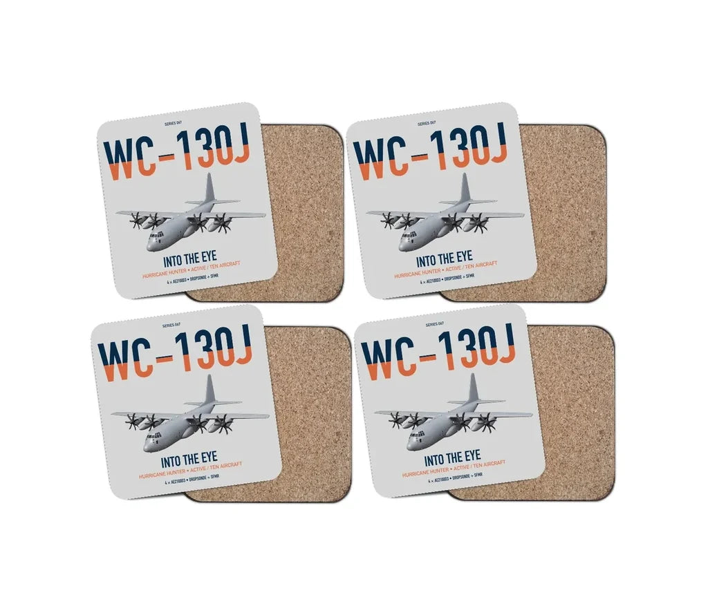 WC-130J Hurricane Hunter design on light gray 4 pieces set coaster