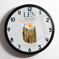 Thumbnail for León Airport (LEN) design on light gray framed wall clock