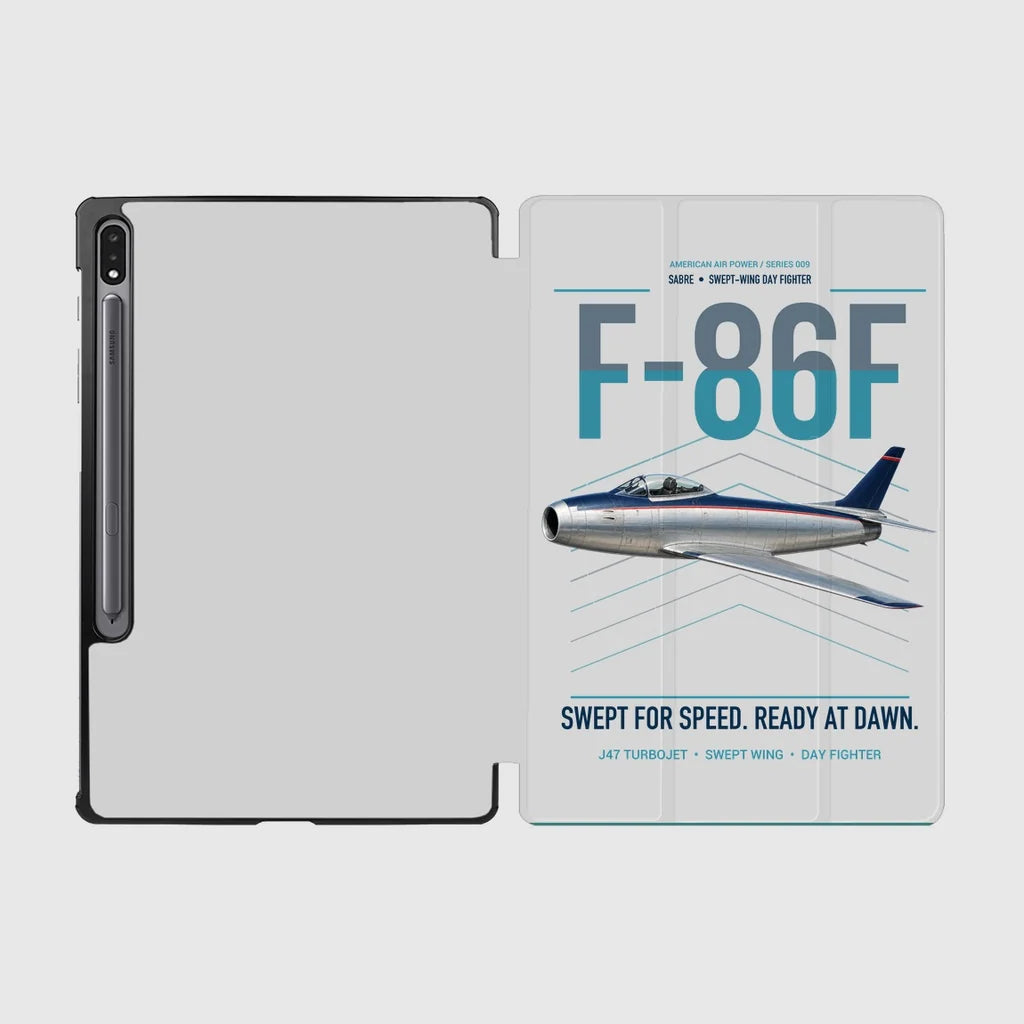 F-86F Sabre design on light gray samsung tablet tablet case