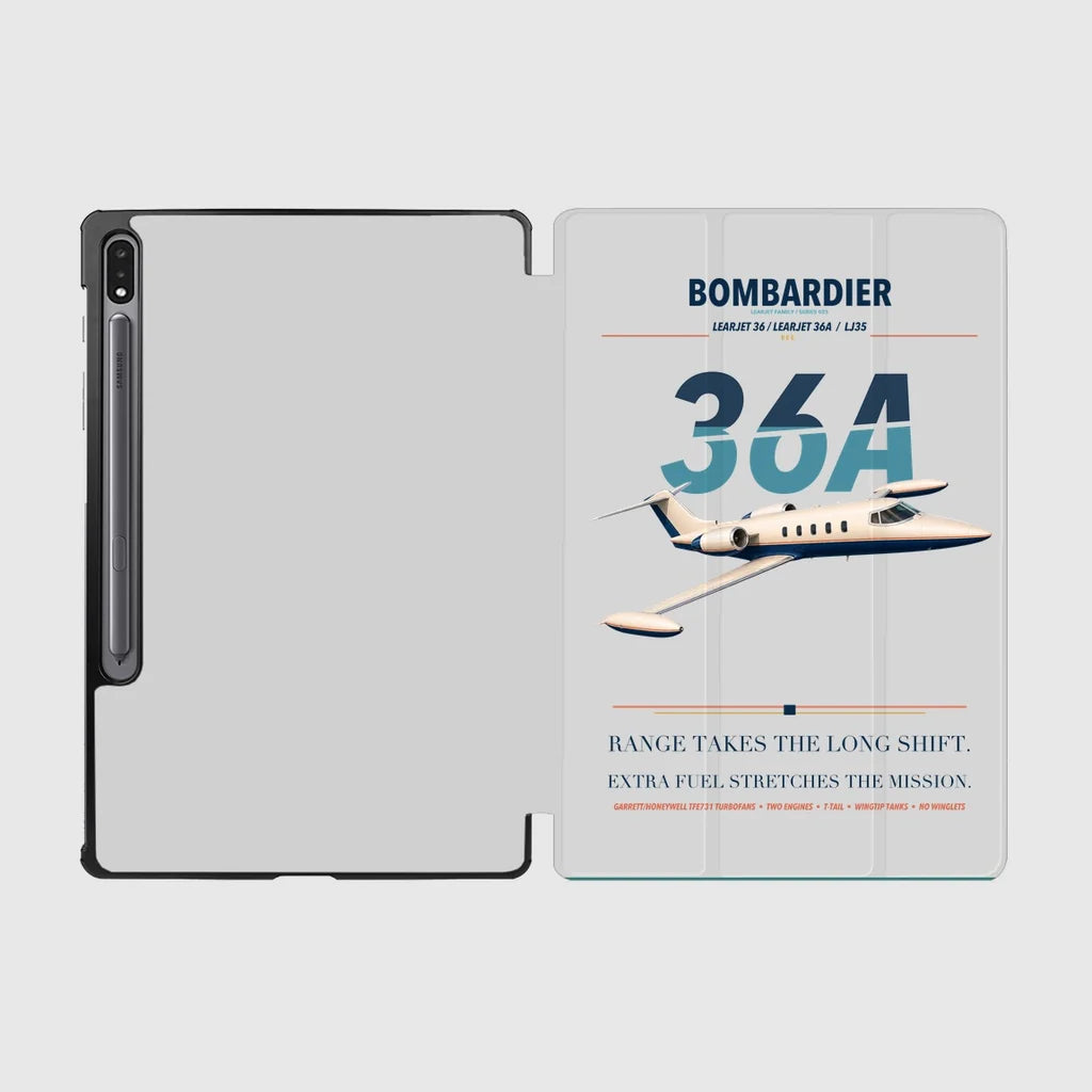 Bombardier Learjet 36A design on light gray samsung tablet tablet case