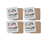 Thumbnail for C-47A Skytrain design on light gray 4 pieces set coaster
