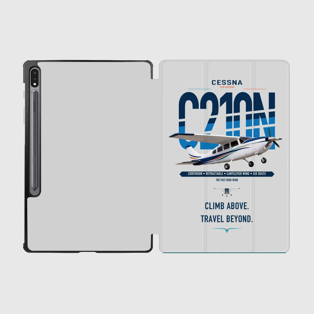 Cessna T210N Centurion design on light gray samsung tablet tablet case