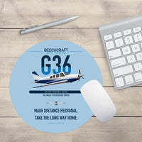 Thumbnail for Beechcraft Bonanza G36 design on light blue round mouse pad