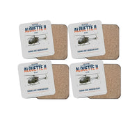 Thumbnail for Sud Aviation SE 3130 Alouette II design on light gray 4 pieces set coaster