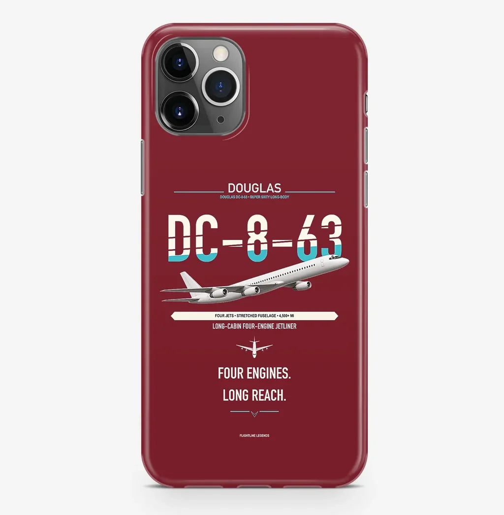 Douglas DC-8-63 design on dark red magsafe iphone case, for iPhone Pro Max