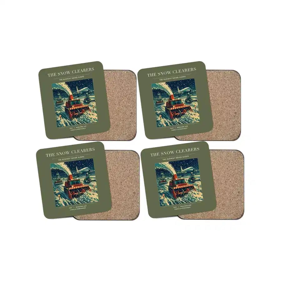 The Snow Clearers - Designed Coasters design on green army 4-pieces-set