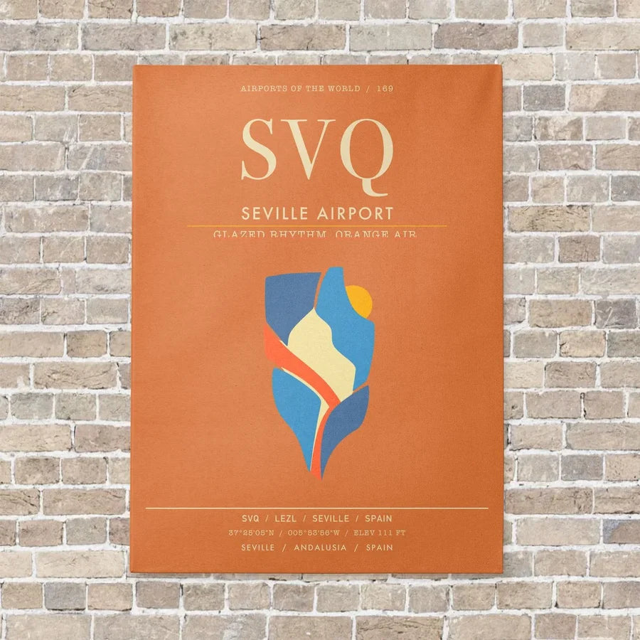Seville Airport SVQ - Canvas Framed - Orange