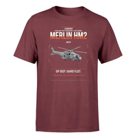 Thumbnail for Leonardo AW101 Merlin HM2 design on dark red t-shirt, single-side print