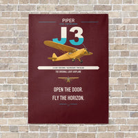 Thumbnail for Piper J-3 Cub vertical canvas print - no frame - dark red background