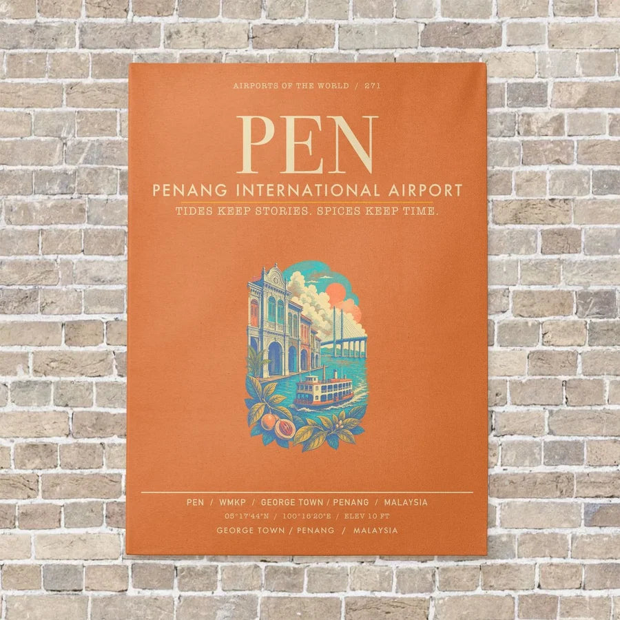 Penang International Airport PEN - Canvas Framed - Orange