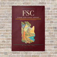 Thumbnail for Figari Sud-Corse Airport FSC vertical canvas print - no frame - dark red background