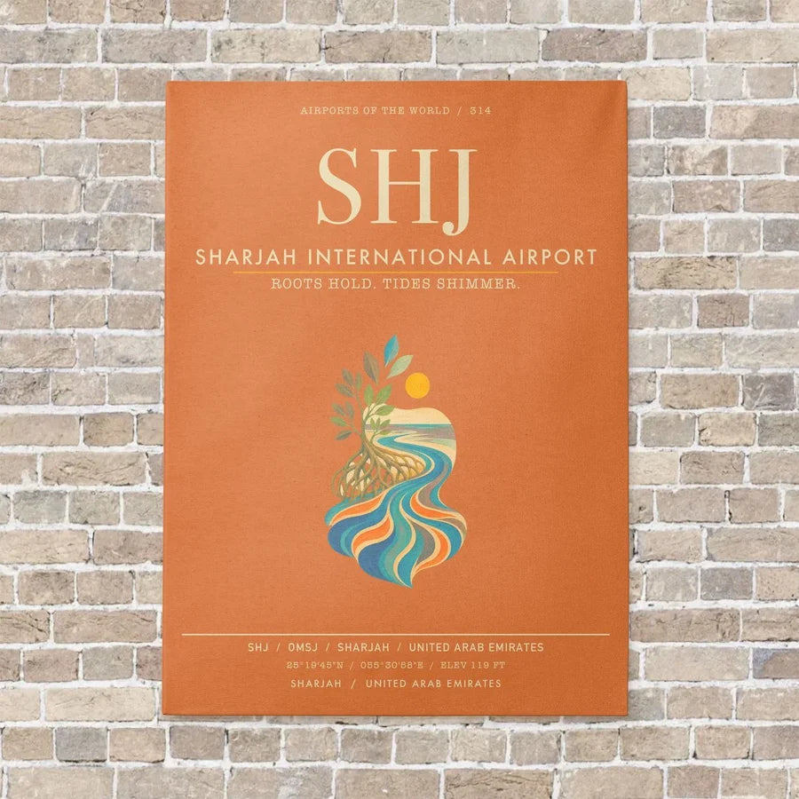 Sharjah International Airport SHJ - Canvas Framed - Orange