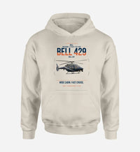 Thumbnail for Bell 429 design on khaki double-side hoodie, single-side print