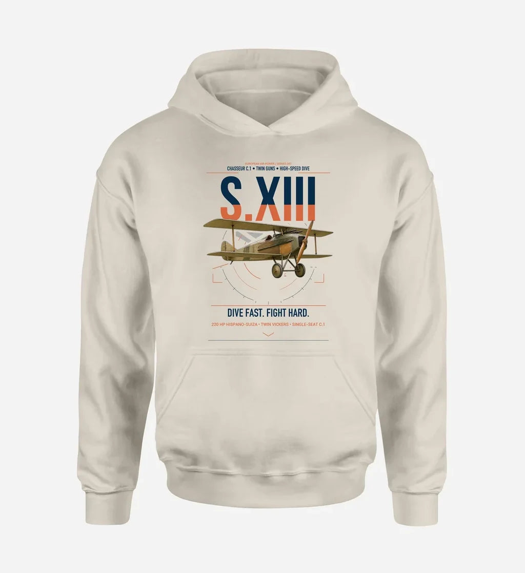 SPAD S.XIII C.1 design on khaki double-side hoodie, single-side print