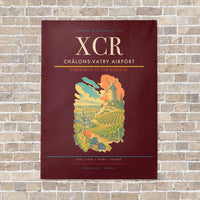 Thumbnail for Châlons-Vatry Airport XCR vertical canvas print - no frame - dark red background